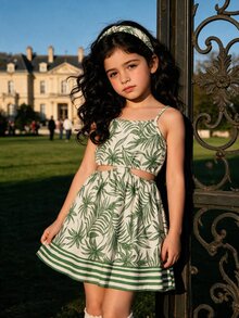 SHEIN Playful Pals Young Girl Sleeveless Floral Print Vacation Dress Baby Shower First Birthday White Summer Princess - Multicolor - View 1
