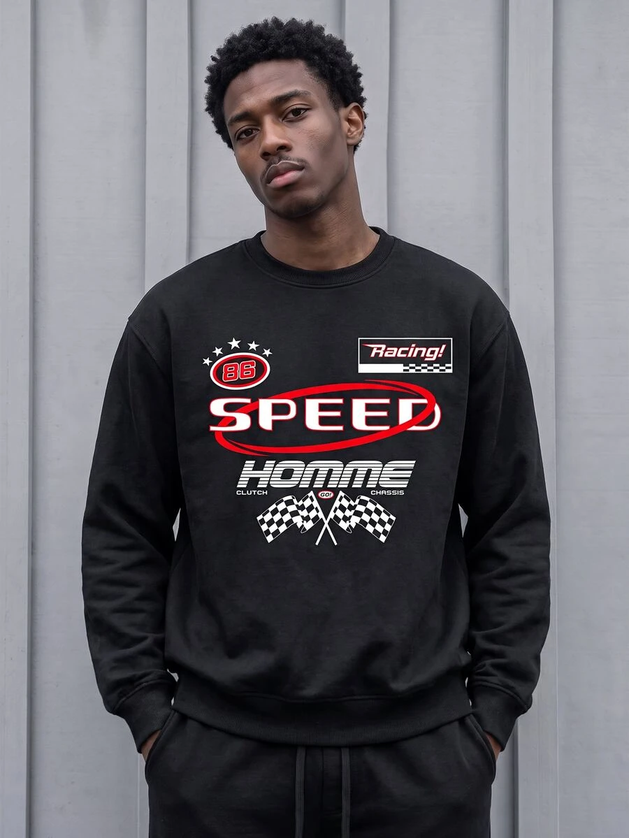 Gym Rark Sudadera deportiva con gráfico de letra para hombre - Negro - Ver 1