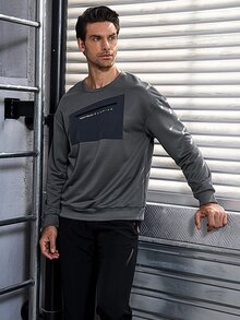 Gym Rark Boyfriend Style Men's Letter Printed Sports Sweatshirt Boyfriend Style Men Sweatshirt - Dark Grey - View 2