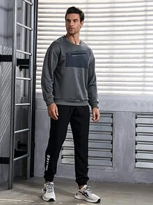 Gym Rark Boyfriend Style Men's Letter Printed Sports Sweatshirt Boyfriend Style Men Sweatshirt - Dark Grey - View 5
