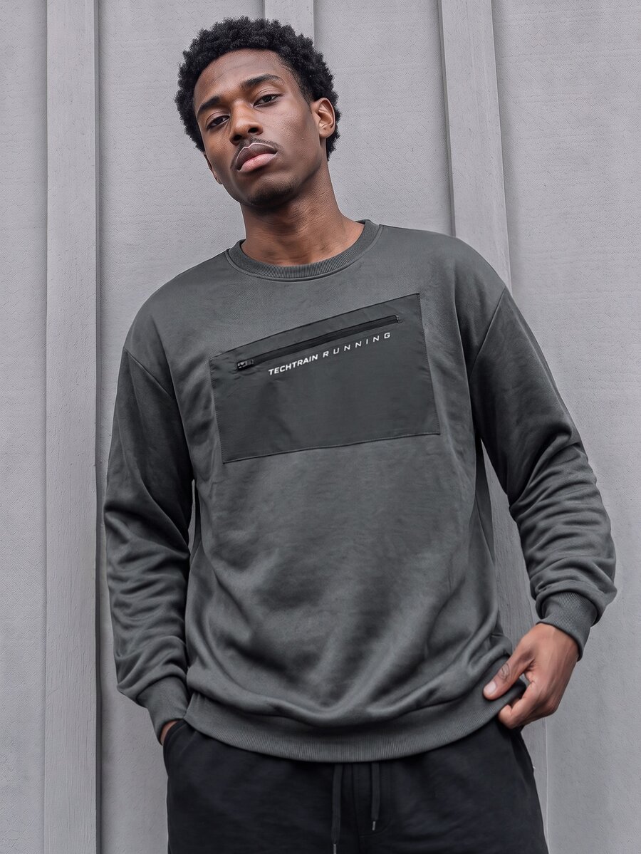 Gym Rark Boyfriend Style Men's Letter Printed Sports Sweatshirt Boyfriend Style Men Sweatshirt - Dark Grey - View 1