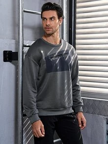 Gym Rark Boyfriend Style Men's Letter Printed Sports Sweatshirt Boyfriend Style Men Sweatshirt - Dark Grey - View 4