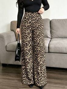 Rafferiza Women's Letter Print Leopard Print Casual Daily Travel Long Pants - Multicolor - View 3