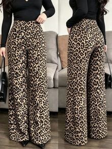 Rafferiza Women's Letter Print Leopard Print Casual Daily Travel Long Pants - Multicolor - View 6