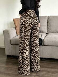 Rafferiza Women's Letter Print Leopard Print Casual Daily Travel Long Pants - Multicolor - View 2