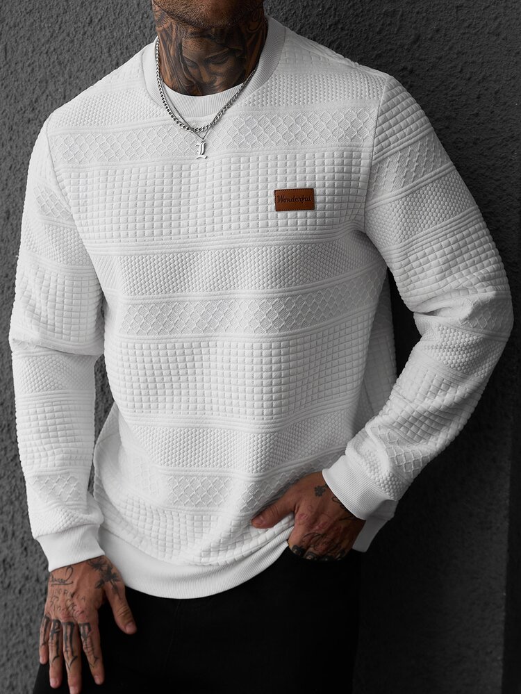 EGENSIO Men's Casual Daily Pullover Sweatshirt - White - View 7