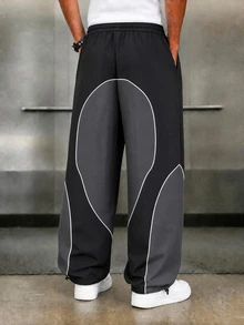 Gym Rark Men's Letter Print Drawstring Waist Pocket Sports Pants, Gym - Multicolor - View 2