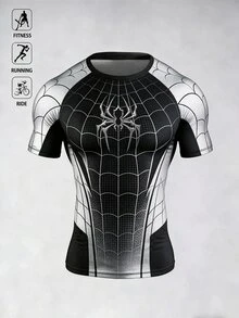 GymBeat Men's Spider Pattern Casual Daily Travel Sports T-Shirt - Multicolor - View 3