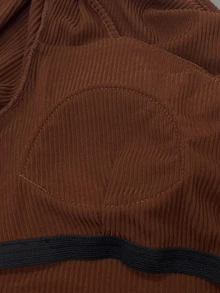 Rusticease Fall Winter 2026 Women Solid Color Pleated Casual Daily Formal Mother Of The Groom T-Shirt Brown Long Sleeve Thermal Top With Built-In Bra Pads - Rust Brown - View 6