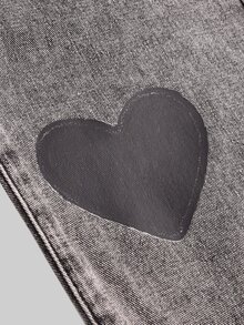 Big Girls' Vintage Casual Fashion Black Washed Distressed Ripped Patchwork Star Embroidery Straight Leg Jeans, Holiday Style, Back To School, Autumn/Winter, All Season Essential - Medium Wash - View 5