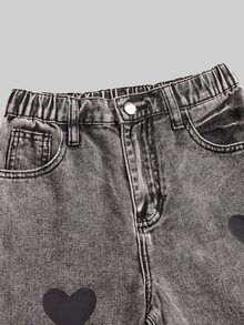 Big Girls' Vintage Casual Fashion Black Washed Distressed Ripped Patchwork Star Embroidery Straight Leg Jeans, Holiday Style, Back To School, Autumn/Winter, All Season Essential - Medium Wash - View 4