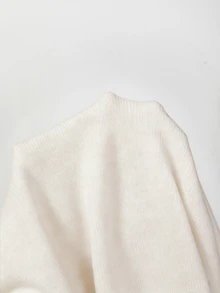 SHEIN New Spring Fall Sophisticated Turtleneck Knit Top Women Ribbed Cuff Elbow Sleeve Relaxed Straight Hem - White - View 3