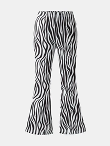 Young Girls' Fashion Animal Print Flared Casual Pants, Suitable For Leisure, Casual Outings, Spring, Summer, Autumn Black - Black and White - View 4