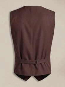 EASEVO Plus Size Men's Solid Color Casual Commute Suit Vest Halloween Winter Party Autumn - Coffee Brown - View 2