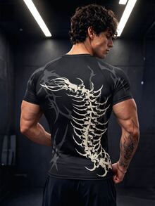 GymBeat Men's Centipede Pattern Casual Daily Sports T-Shirt, Gym - Multicolor - View 2