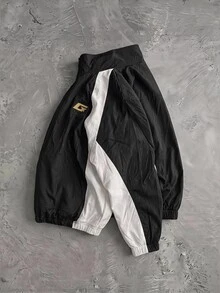 Manfinity RebelGame Men's Spring/Autumn Casual Colorblock Patchwork Jacket - Black and White - View 6