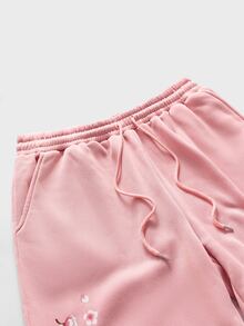 AXEPEAK Men's Chinese Dragon Print Drawstring Waist Pocket Casual Sweatpants - Pink - View 8