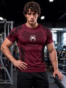 GymBeat Men's Contrast Color Short Sleeve Compression Sports T-Shirt, Gym - Multicolor - View 1