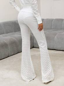 Sweetina Casual Faux Fur Waistband Loose Women Pants White - White - View 4