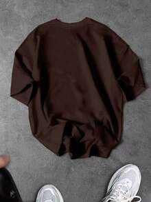 Sport MetroGents Men's Basketball Print Short Sleeve Brown Sports T-Shirt - Chocolate Brown - View 2