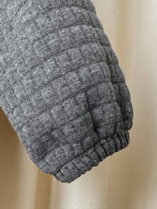 SHEIN Baby Girls' Minimalist Knitted Bubble Jacquard Lantern Sleeve Bodysuit, Suitable For Outings And Gatherings, Autumn/Winter Fall - Dark Grey - View 7