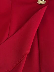Maweii Plus-Size Women's Metal Buckle Wide Belt - Sexy And Elegant Party Suit - Red - View 7