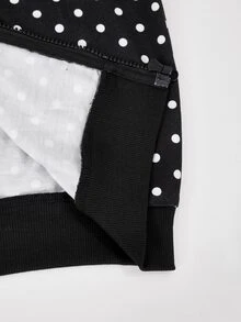 SHEIN 青少年女孩秋季服飾運動衫 秋冬夾克 圖案開學季萬聖節假期休閒 Y2K 可愛黑色波點白色 - 彩色 - 查看 7