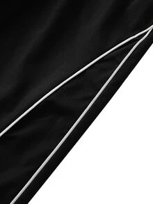SHEIN Baggy Cargo Pants, Spring/Autumn, Double-Layer Waistband, Sweatshirt Fabric, Formal Work Black - Black - View 6