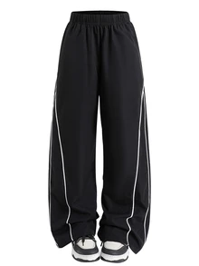 SHEIN Baggy Cargo Pants, Spring/Autumn, Double-Layer Waistband, Sweatshirt Fabric, Formal Work Black - Black - View 9