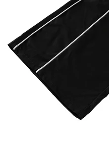 SHEIN Baggy Cargo Pants, Spring/Autumn, Double-Layer Waistband, Sweatshirt Fabric, Formal Work Black - Black - View 7