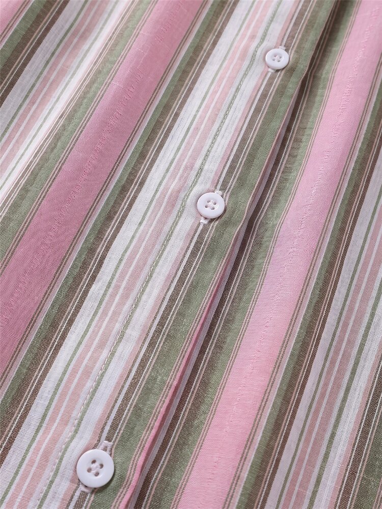 SHEIN LUNE Plus Pink Print Shirt Dress Autumn Office Brunch Formal Vacation Formal Vacation Casual Traditional 80s Kawaii Soft Form Fall - Pink - View 3