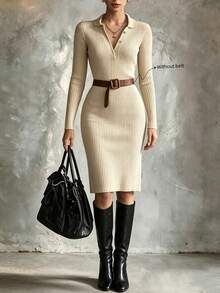 Everyssa Women's Solid Color Casual Daily Wear Summer Mid-Length Dress ...