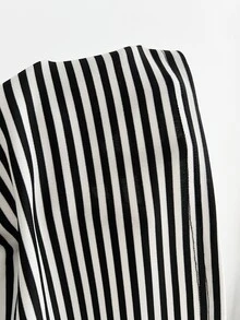 Elamini Fall Halterneck Patched Contrasting Color 2 In 1 Y2K Streetwear Subculture Festival Ladies' Top T-Shirt Club Going Out Black And White Striped - Black and White - View 6