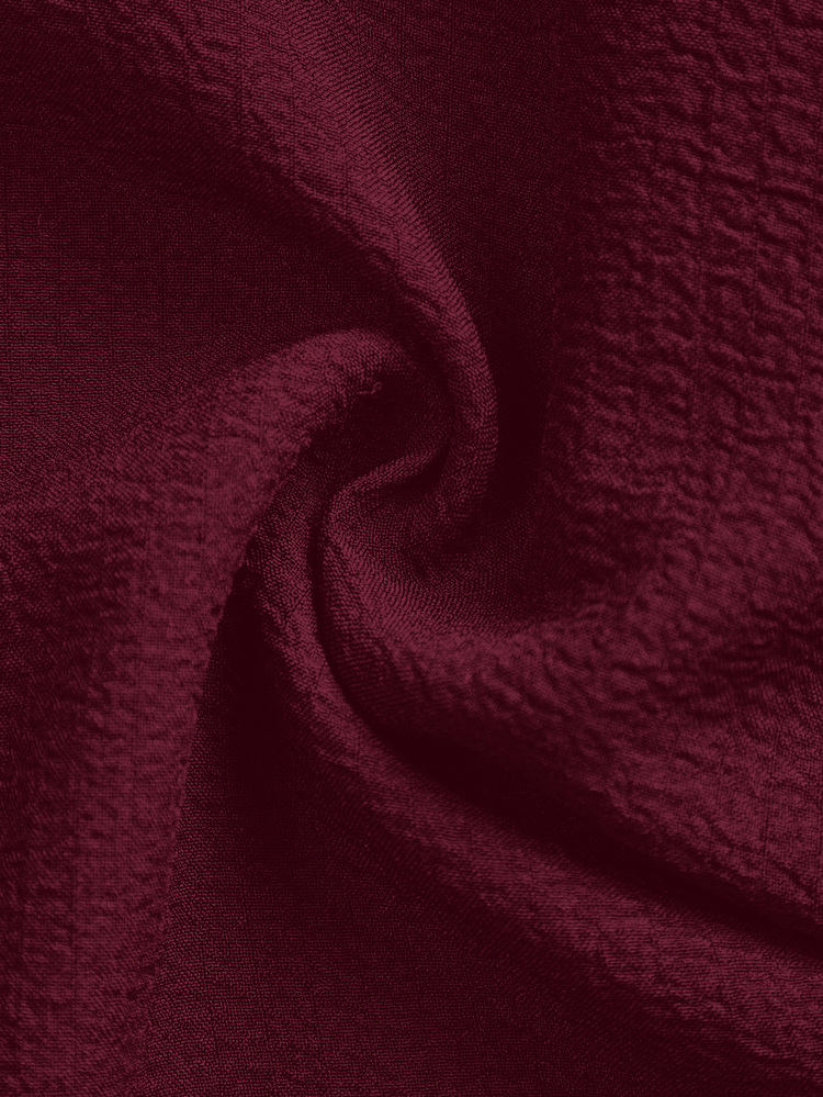 SHEIN LUNE Women's Solid Color Notched Collar Petal Sleeve Long Sleeve Blouse - Burgundy - View 6