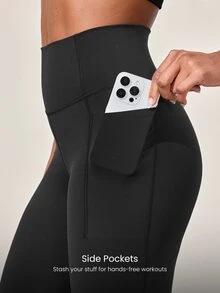 GLOWMODE 24" Peakbum Powersculpt™ Sculpt Flex Sweat-Wicking Cool Feel V-Waist Butt-Lifting Leggings High Impact Workout Running Training  Spring Summer - Black - View 3