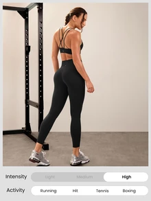 GLOWMODE 24" Peakbum Powersculpt™ Sculpt Flex Sweat-Wicking Cool Feel V-Waist Butt-Lifting Leggings High Impact Workout Running Training  Spring Summer - Black - View 6