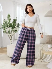 Solflare 大尺碼女款格紋休閒日常長褲 - 彩色 - 查看 4