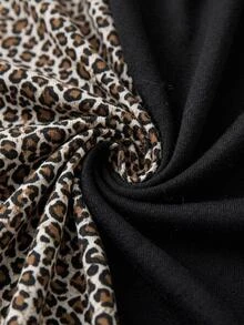 SHEIN Cotton Plus Women Leopard Print Black Solid Multipack Set Multicolor Comfy Pants 2 Pcs Set Night Lounge Pink - Multicolor - View 4