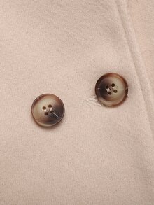 SHEIN 女童大童純色雙排扣毛飾連帽大衣，附口袋，冬季外套，適合秋冬 - 杏色 - 查看 8