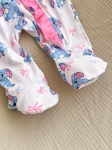 SHEIN Newborn Baby Boy Cute Knitted Casual Cartoon Bear Pattern Romper & Headband Set - Baby Pink - View 5