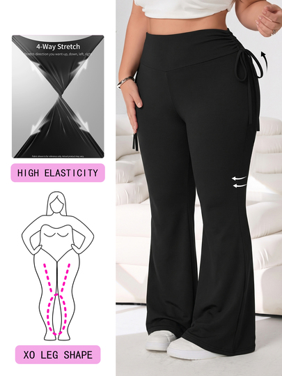 Solflare Calça Flare Casual Versátil de Cor Sólida para Uso Diário para Mulheres Plus Size
