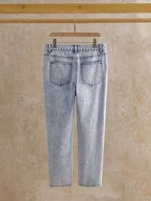 HIMLAND Men's Fashionable Studded Light-Colored Denim Jeans - أزرق فاتح - مشاهدة 4
