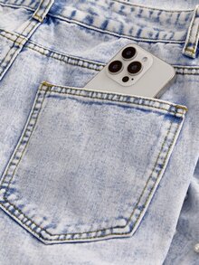 HIMLAND Men's Fashionable Studded Light-Colored Denim Jeans - أزرق فاتح - مشاهدة 7