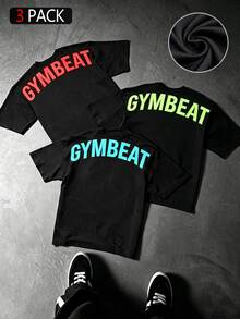 Gym Rark Men's Letter Print Short Sleeve Casual Fitness Sports T-Shirt, Gym - Black - View 2