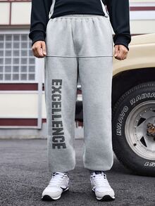 Gym Rark Men Letter Printed Simple Sports Pants, Casual Everyday Wear Sweat Pants - Grey - View 6
