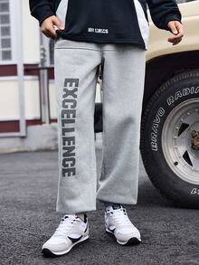 Gym Rark Men Letter Printed Simple Sports Pants, Casual Everyday Wear Sweat Pants - Grey - View 2
