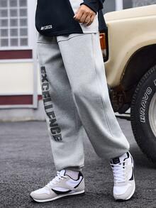 Gym Rark Men Letter Printed Simple Sports Pants, Casual Everyday Wear Sweat Pants - Grey - View 4