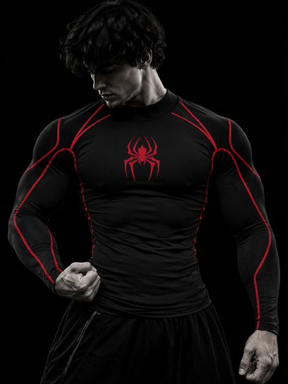 RISE LYT Men's Spider Pattern Casual Daily Wear Sports T-Shirt