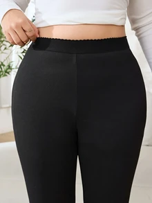 Solflare Plus Size Women's Black High Waist Casual Versatile Leggings - Black - View 6