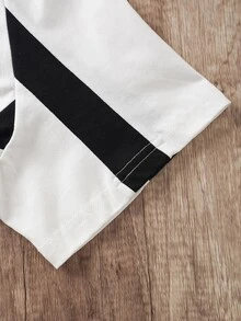OldRiff Standard Size Men's 100% Cotton Black & White Colorblock Patchwork T-Shirt, High Quality T-Shirt, Suitable For School, Outings, Friends Gift - White - View 2